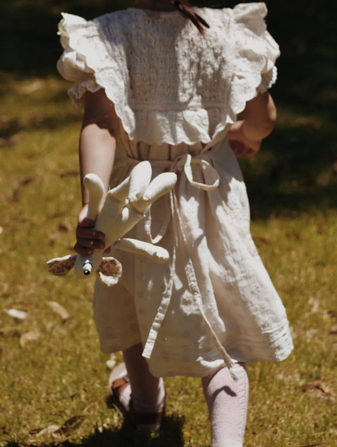 100% RECYCLED COTTON - ANNABELLE GIRL'S DRESS ANTIQUE WHITE