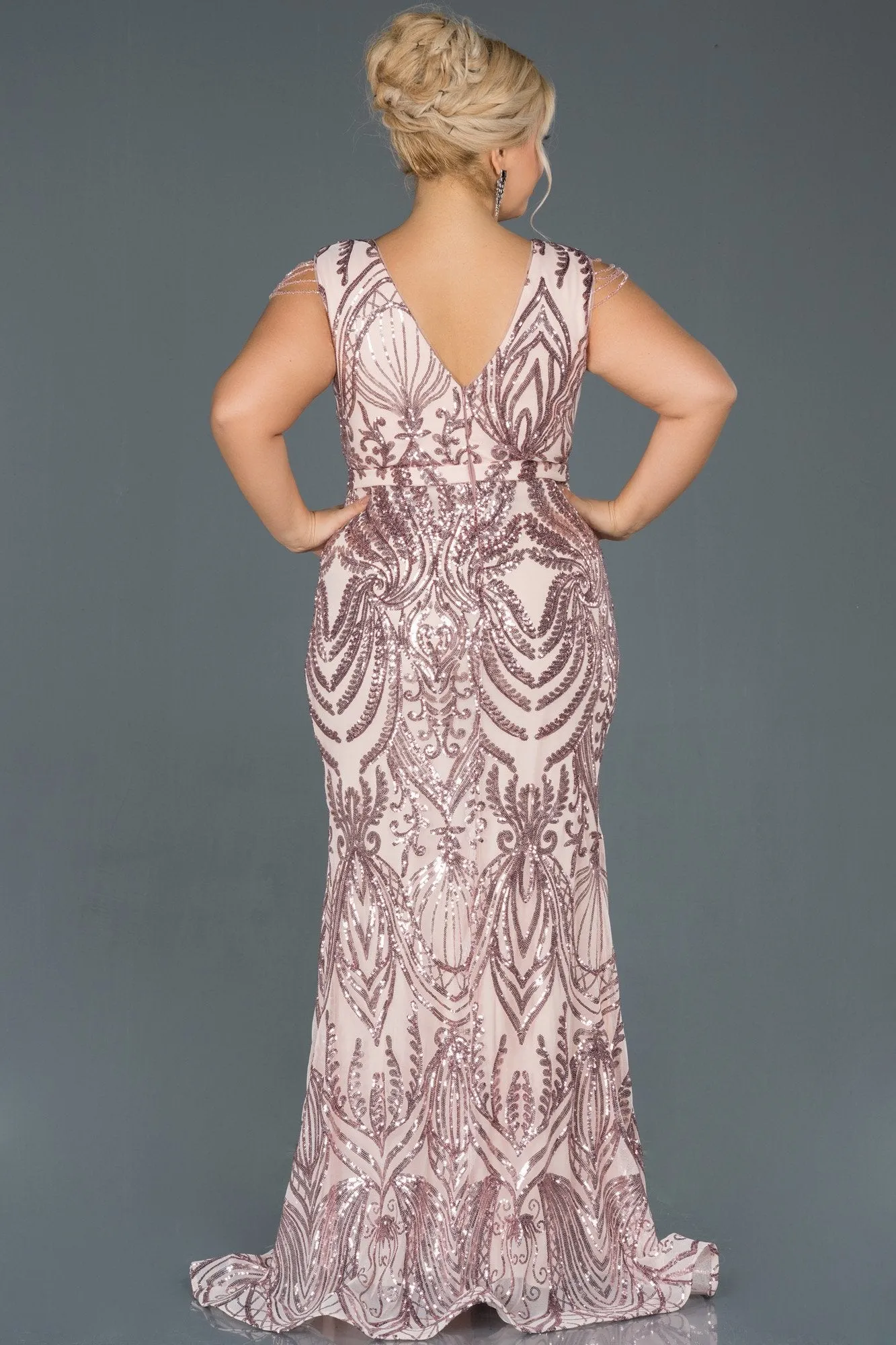 14695 Powder Sequined Mermaid Dress