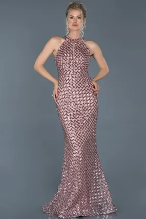 15992 Powder Sequined Tulle Mermaid Dress