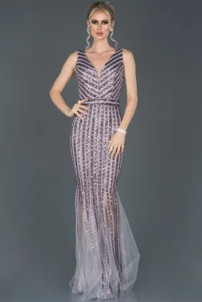 16059 Lilac Sequined Tulle Mermaid Dress
