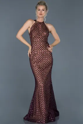 16079 Purple-Stone Sequined Mermaid Dress