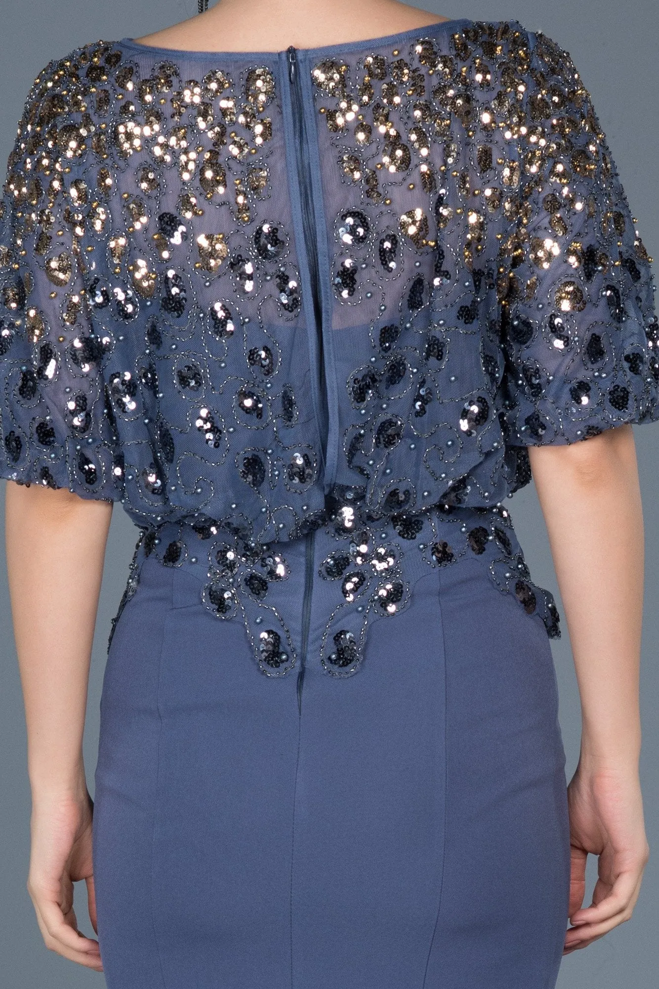 16948 Blue Sequined Mermaid Dress