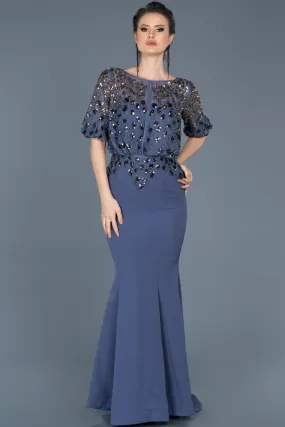 16948 Blue Sequined Mermaid Dress