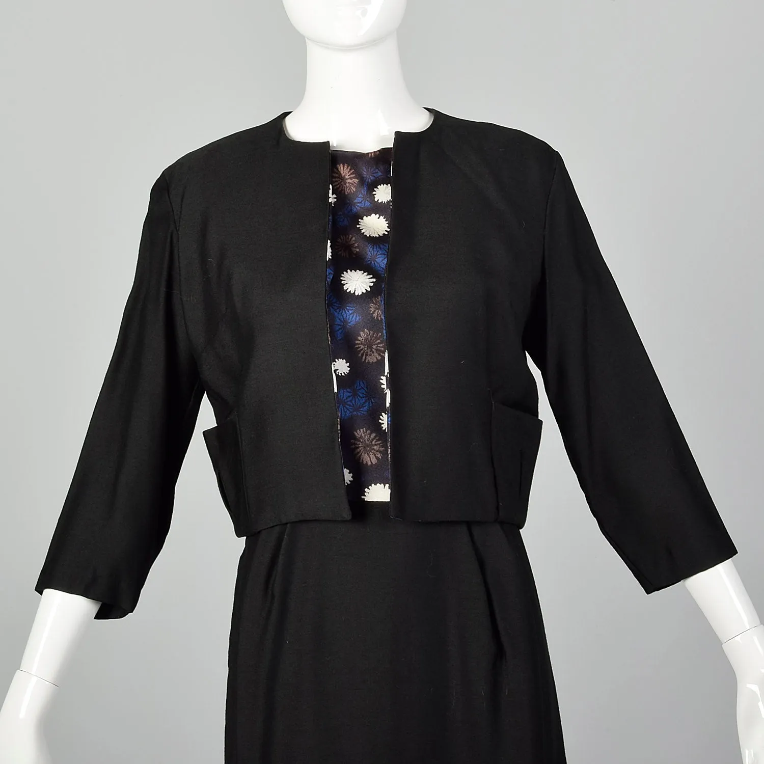1960s Black and Floral Dress Set