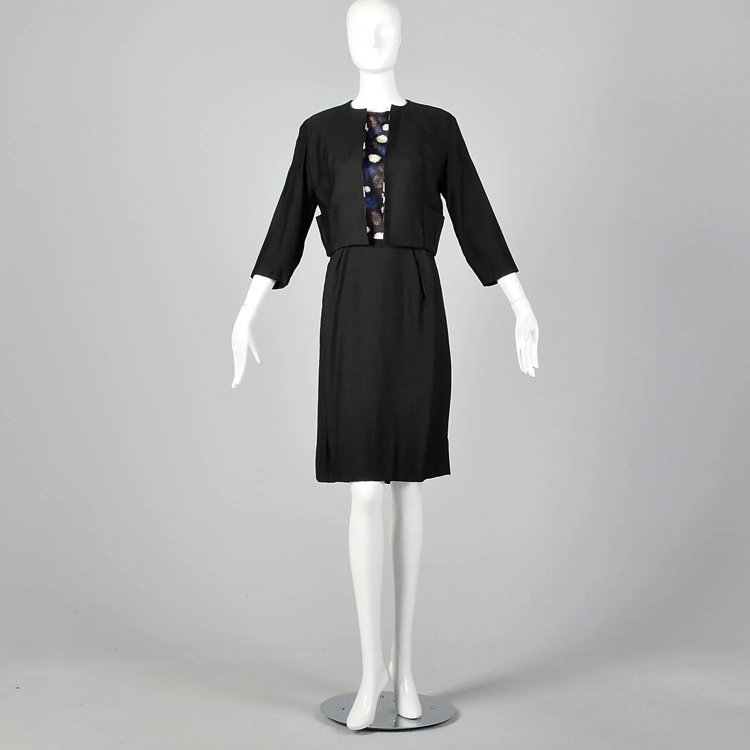 1960s Black and Floral Dress Set