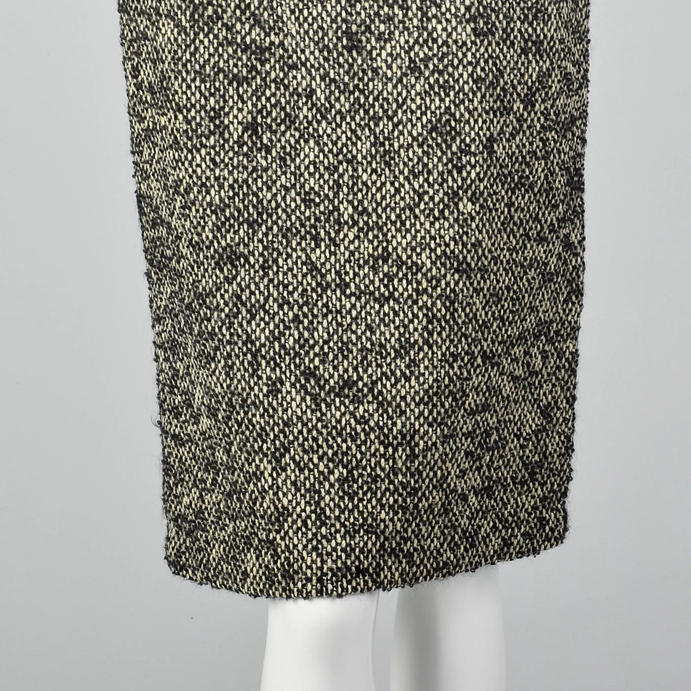 1960s Black and White Boucle Wool Skirt Suit