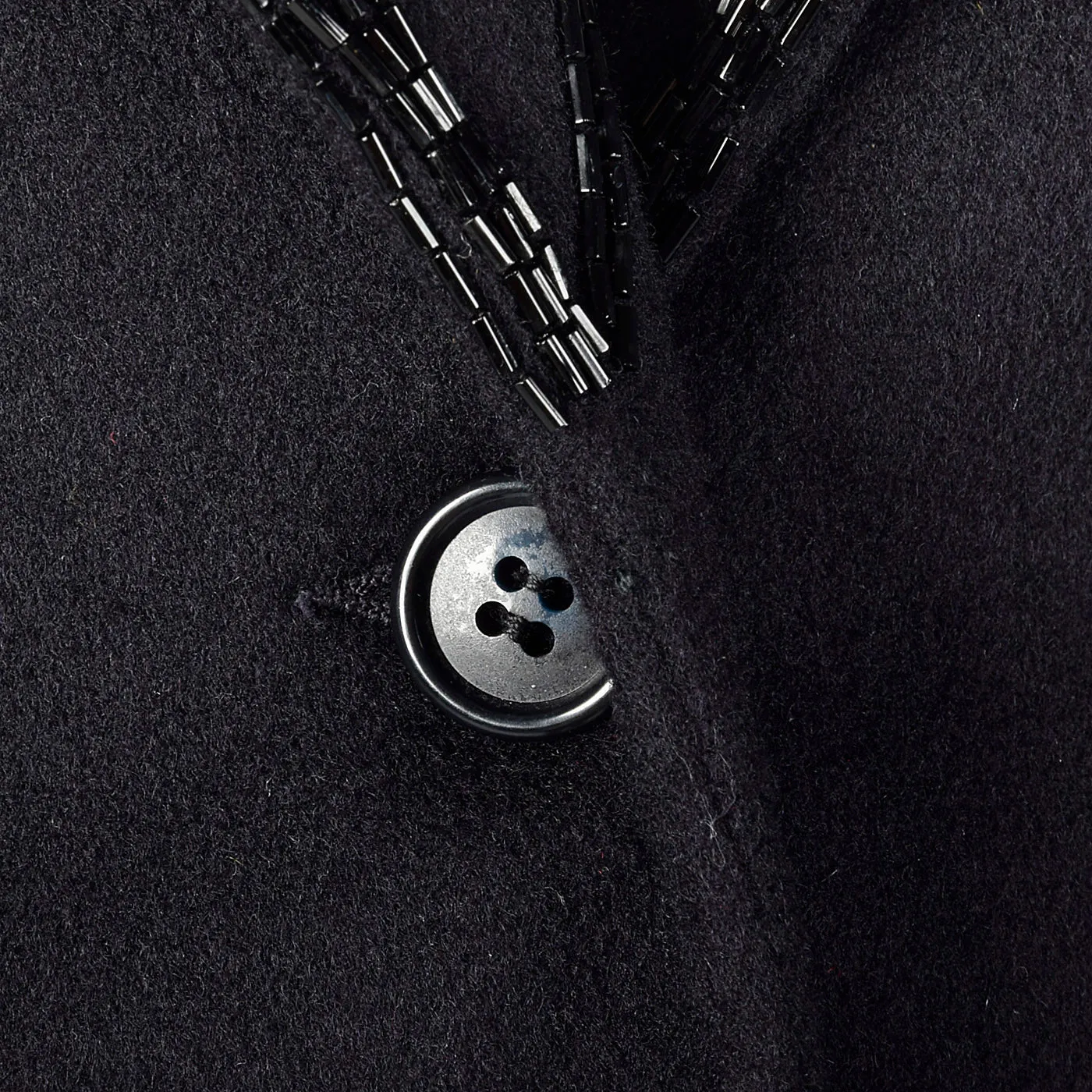 1970s Calvin Klein Dark Navy Skirt Suit with Beaded Lapels