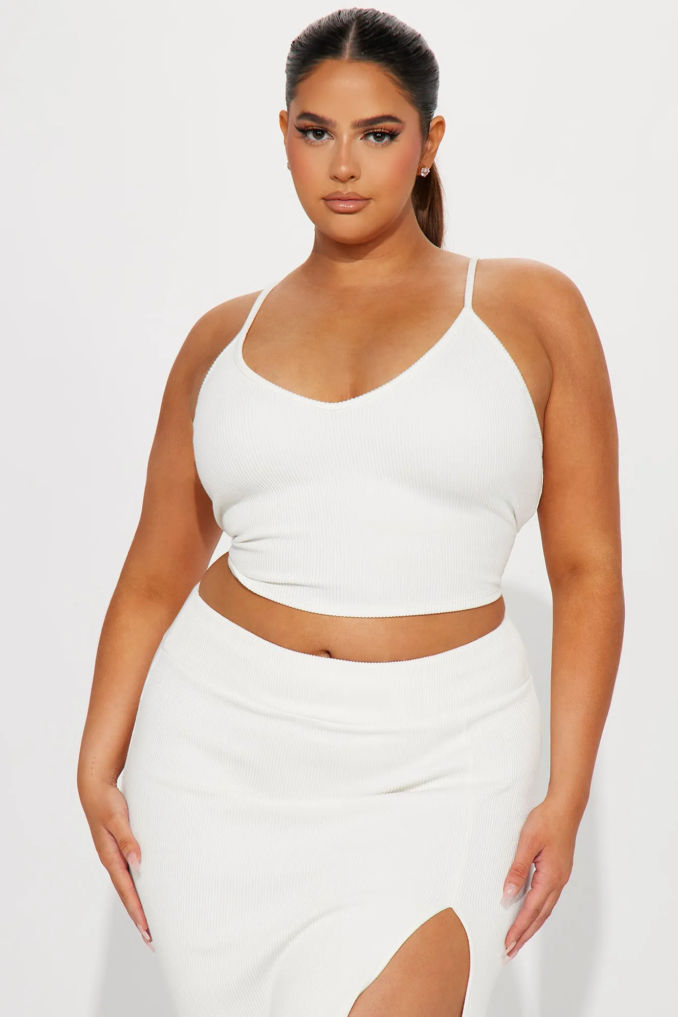 Anaya Ribbed Skirt Set - White
