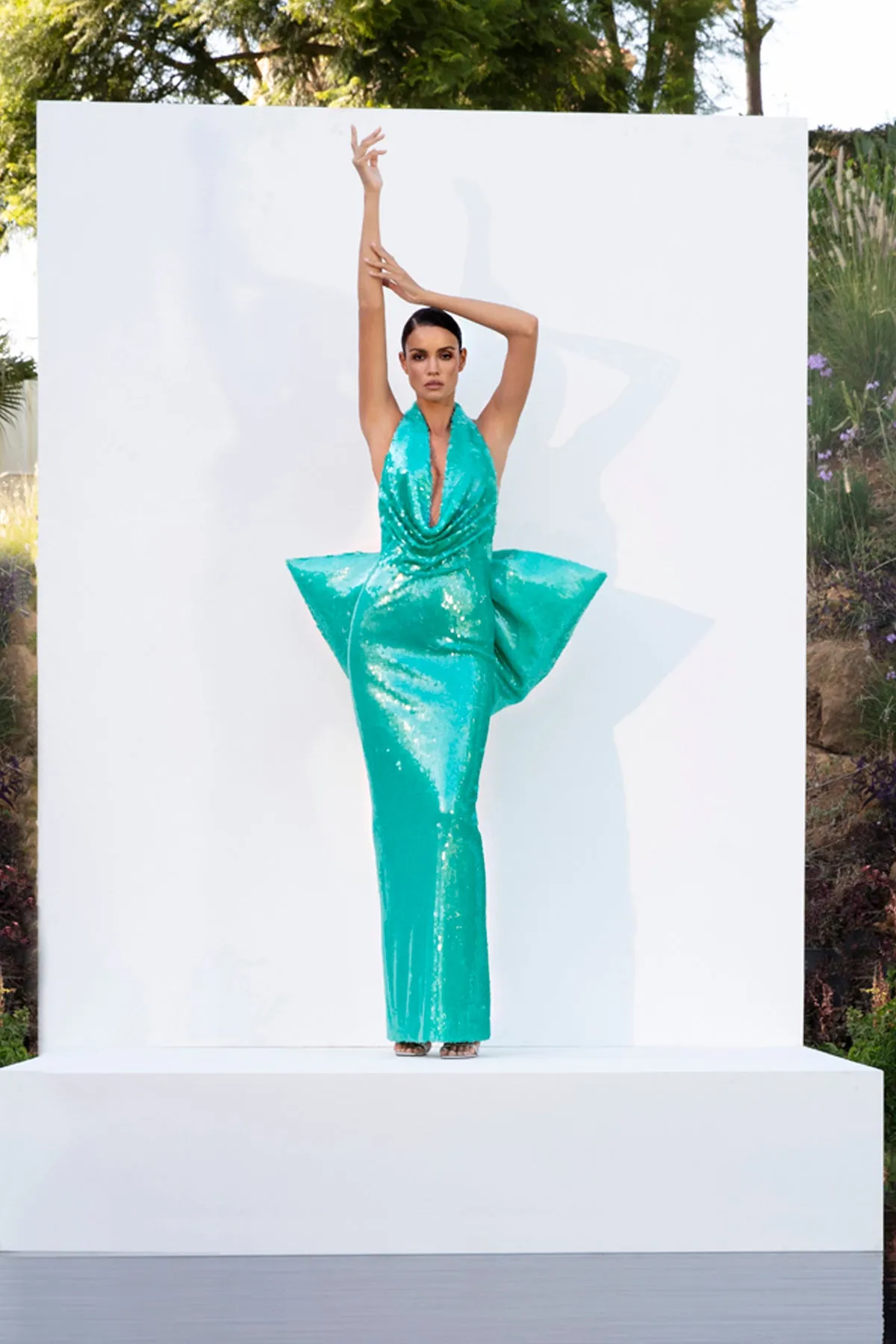Aqua green sequined dress