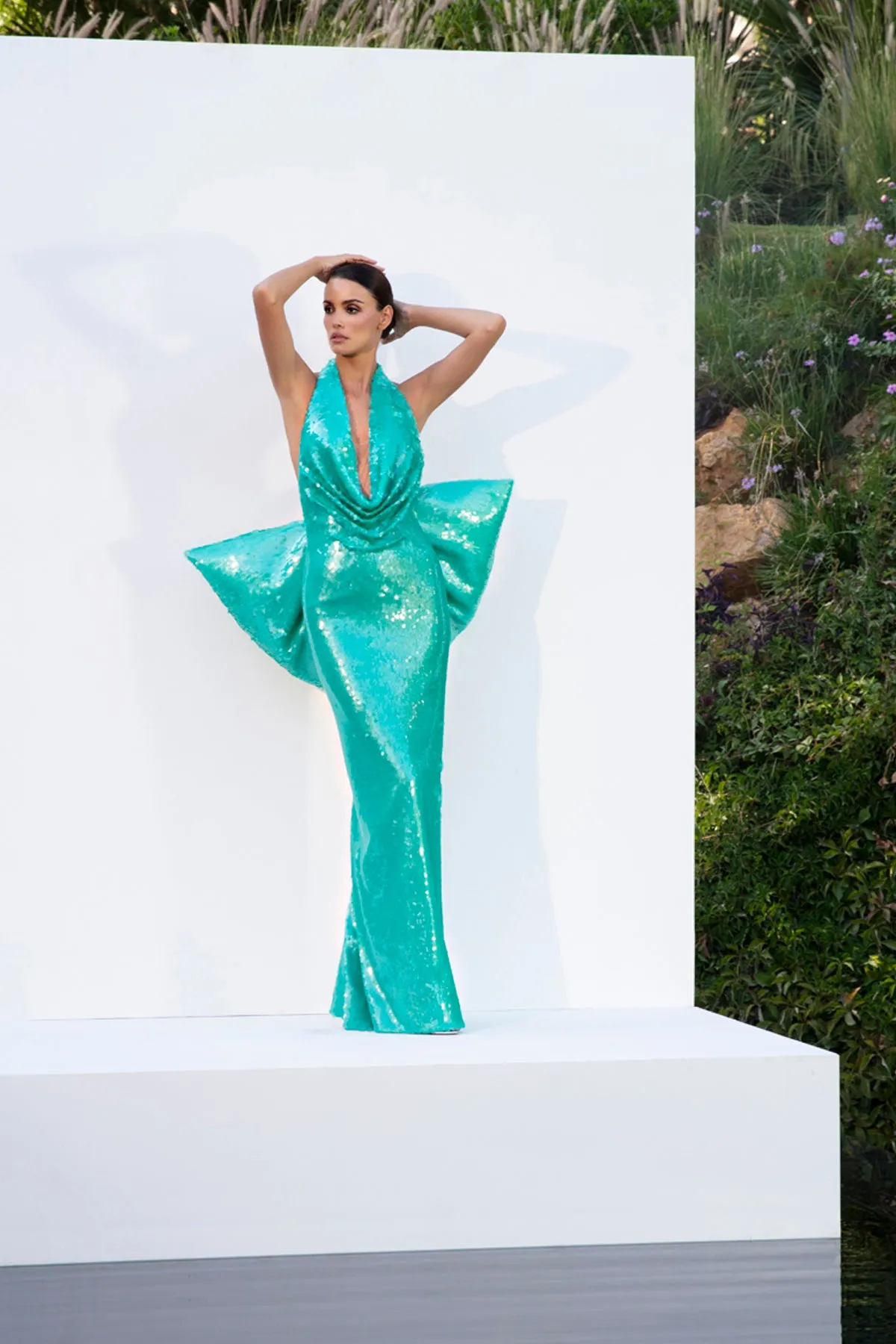 Aqua green sequined dress