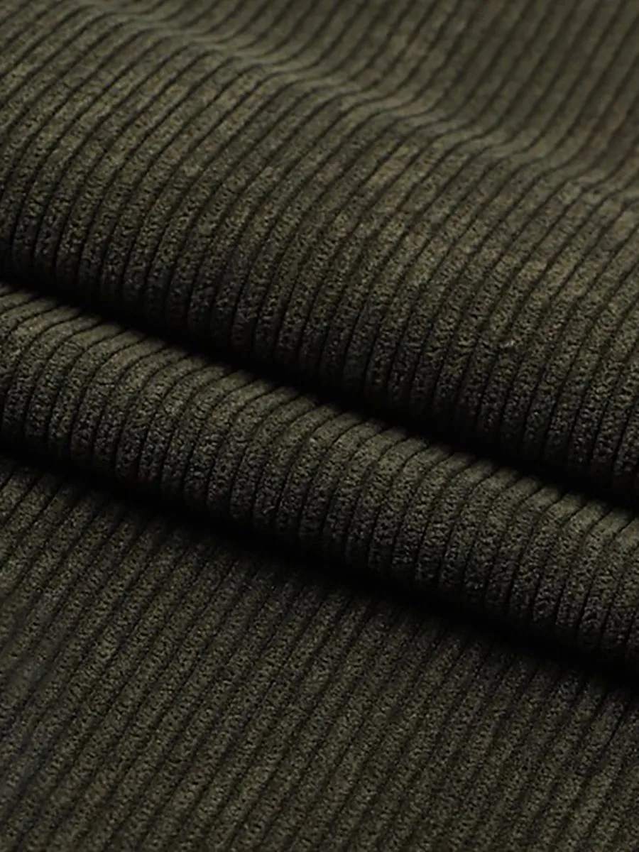 Army Green Men's Party Corduroy Solid Regular Double Breasted Six-buttons Suits