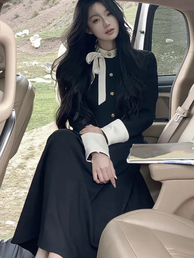 Autumn Two-Piece Set Long Sleeve Cropped Jacket & Pleated Long Skirt