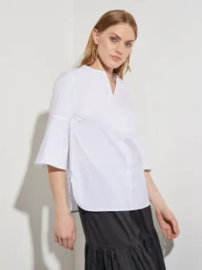 Bell Sleeve Cotton Blend Blouse