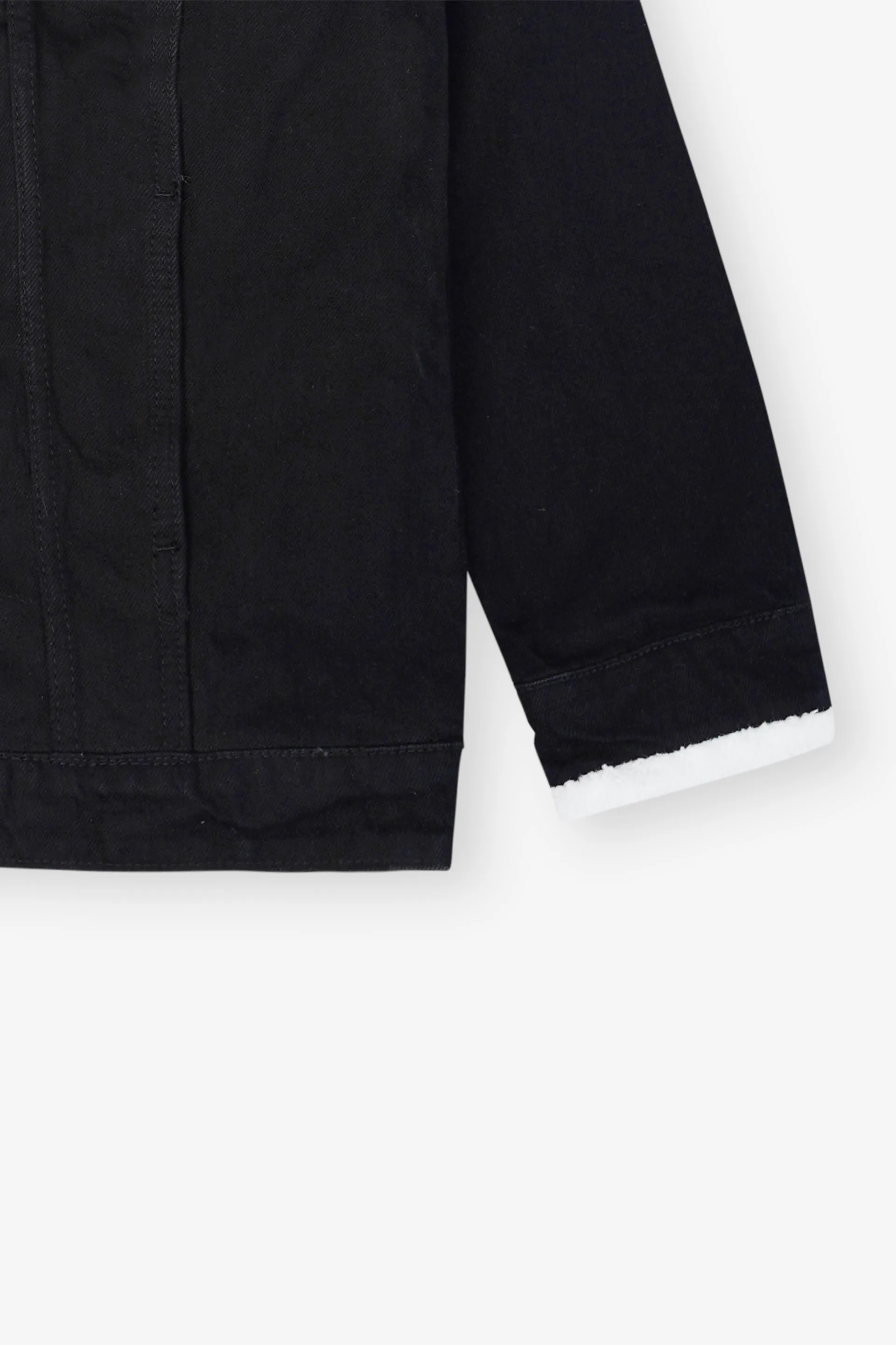 Black Denim Jacket with White Sherpa Lining