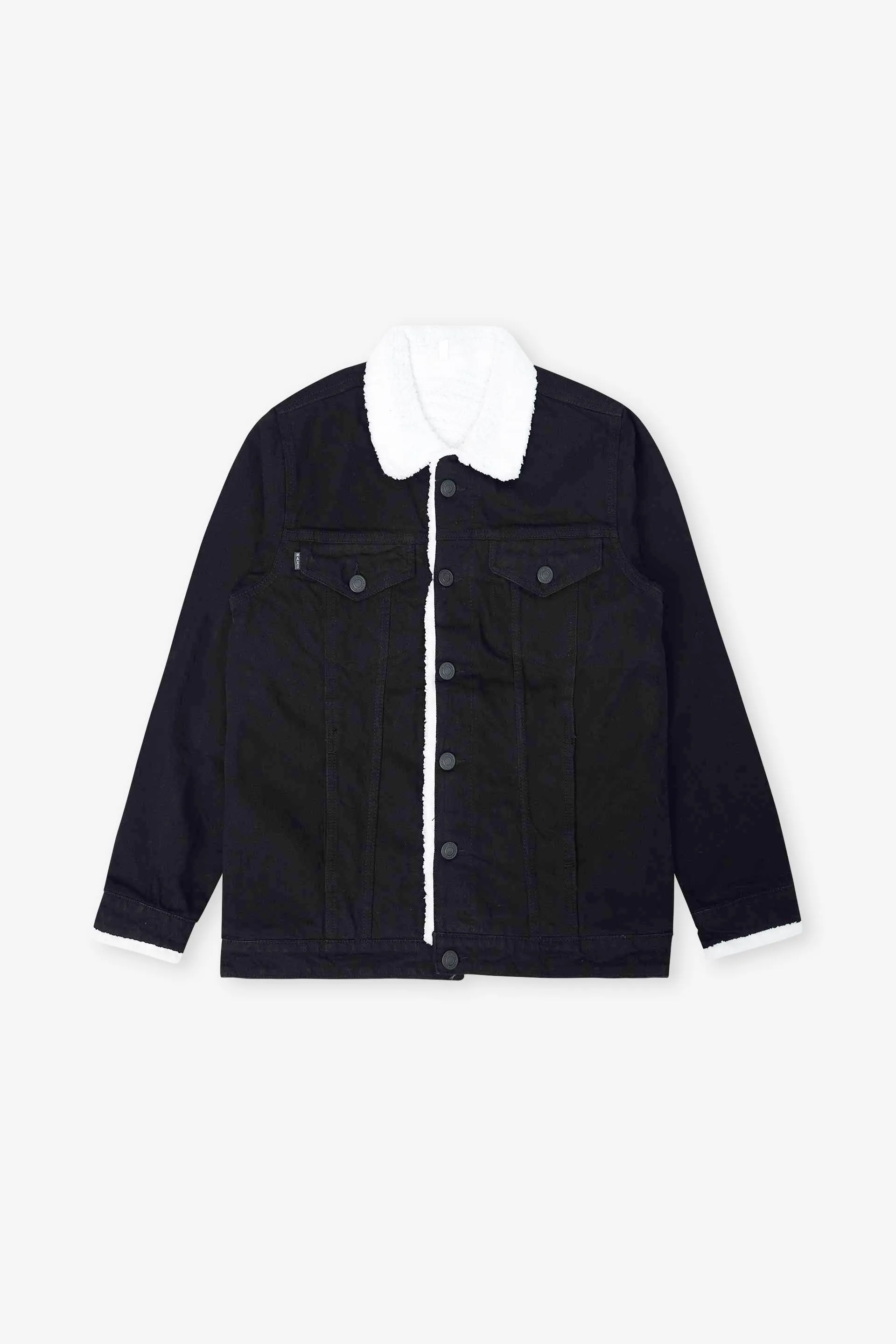 Black Denim Jacket with White Sherpa Lining
