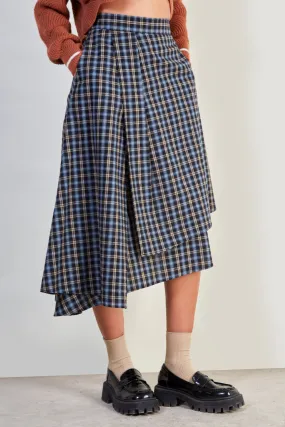 Black plaid midi skirt