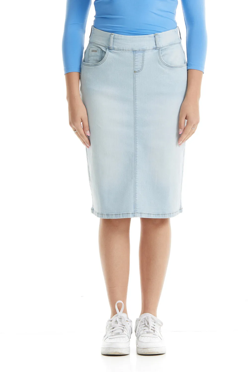 Bleach Blue Knee Length Jean Skirt for Women 'Manhattan'