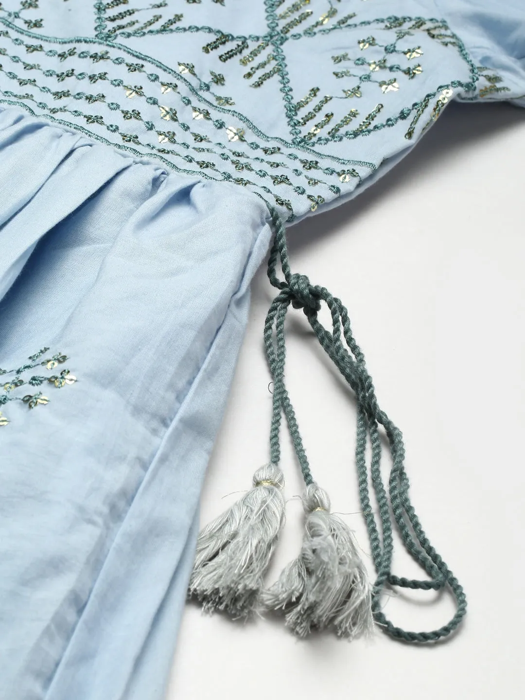 Blue & Teal Green  Ethnic Maxi Dress