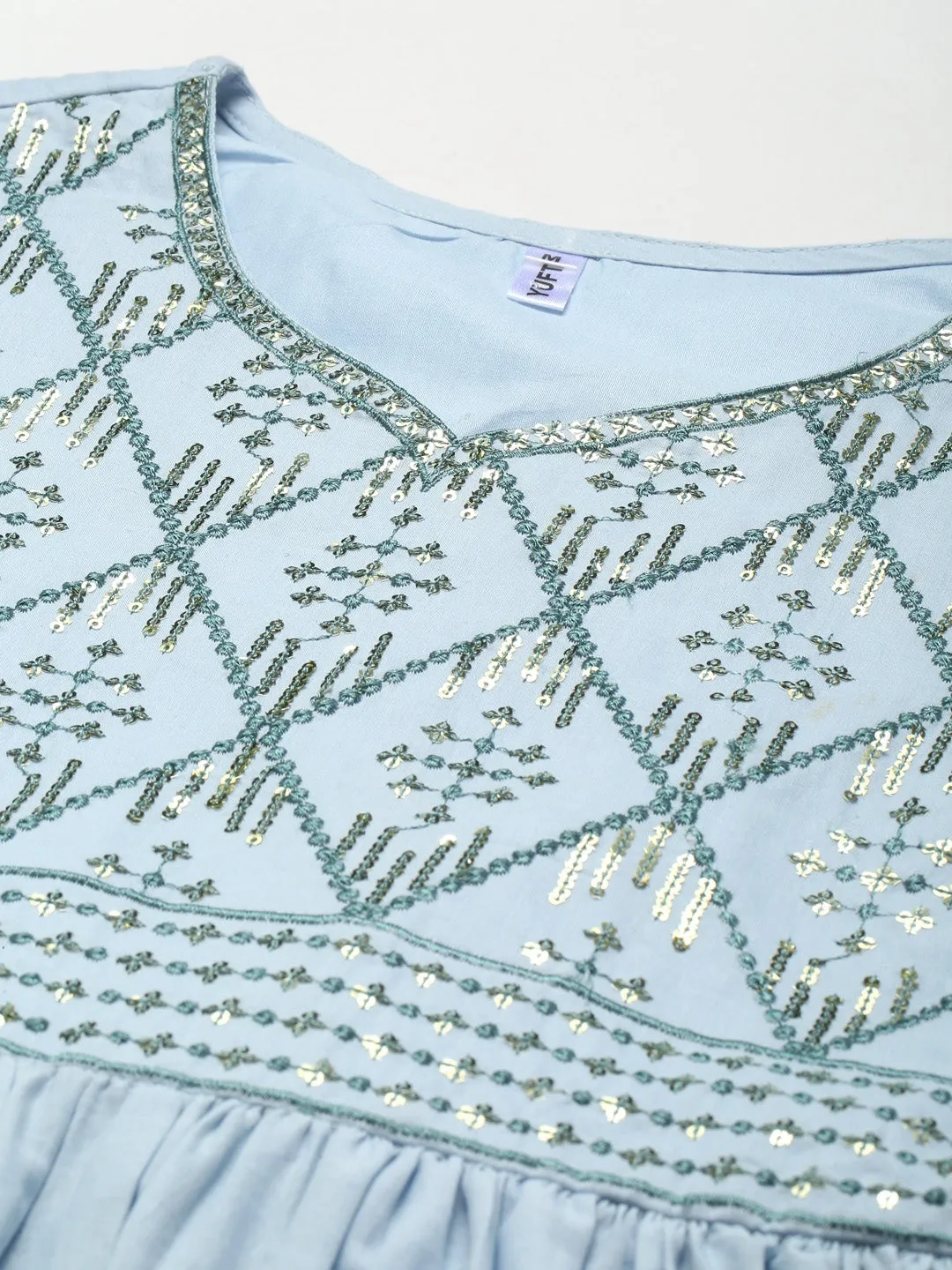 Blue & Teal Green  Ethnic Maxi Dress