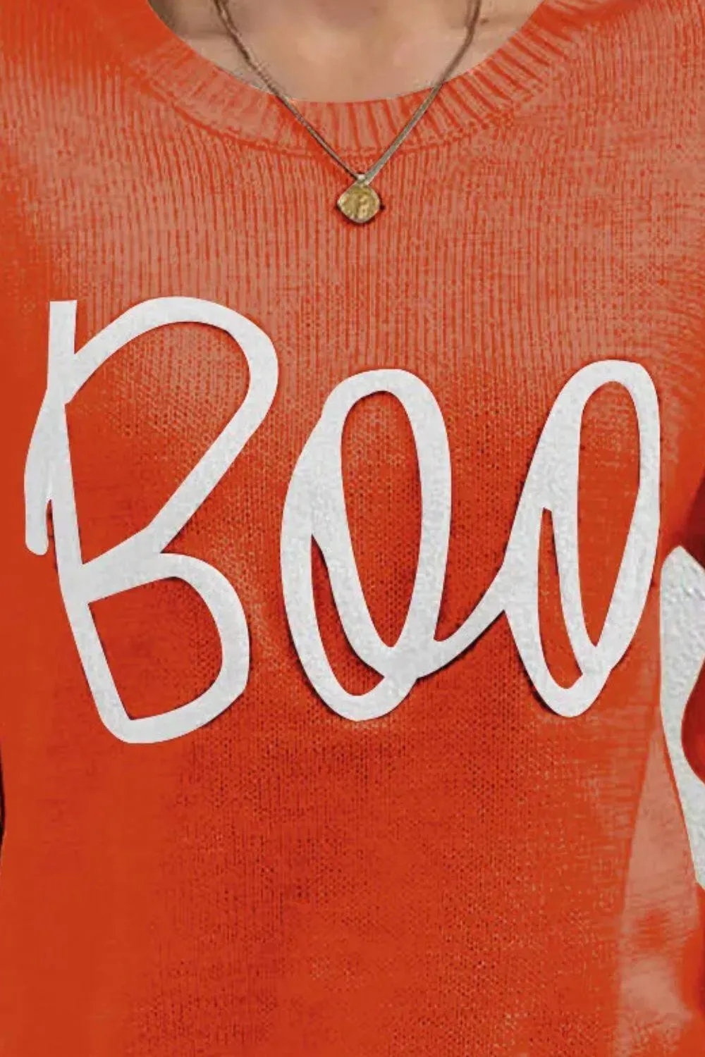 BOO Round Neck Long Sleeve Sweater