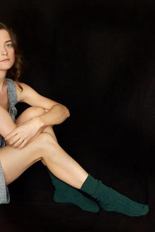 Bottle Green Cashmere Socks