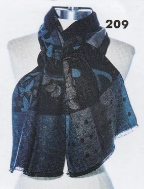 Cashmere Scarf- PSC 209 Blue Grey Print