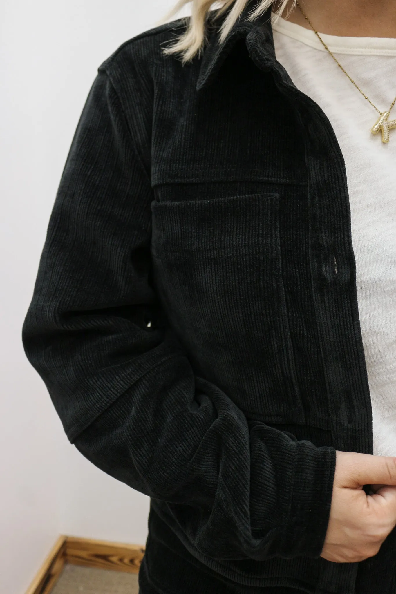 Easy Catch Up Black Corduroy Jacket