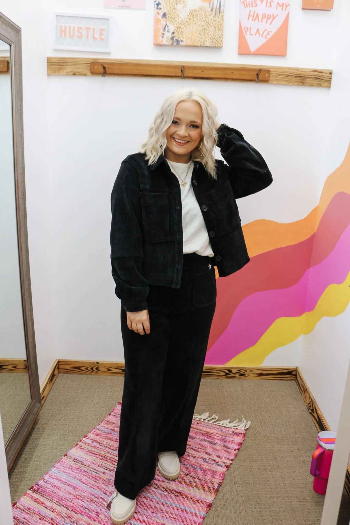 Easy Catch Up Black Corduroy Jacket