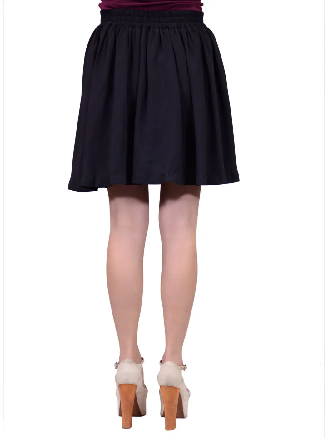 Everly Girly Elastic Box Pleated Fully Lined Midi Skirt With Elastic Waist Band