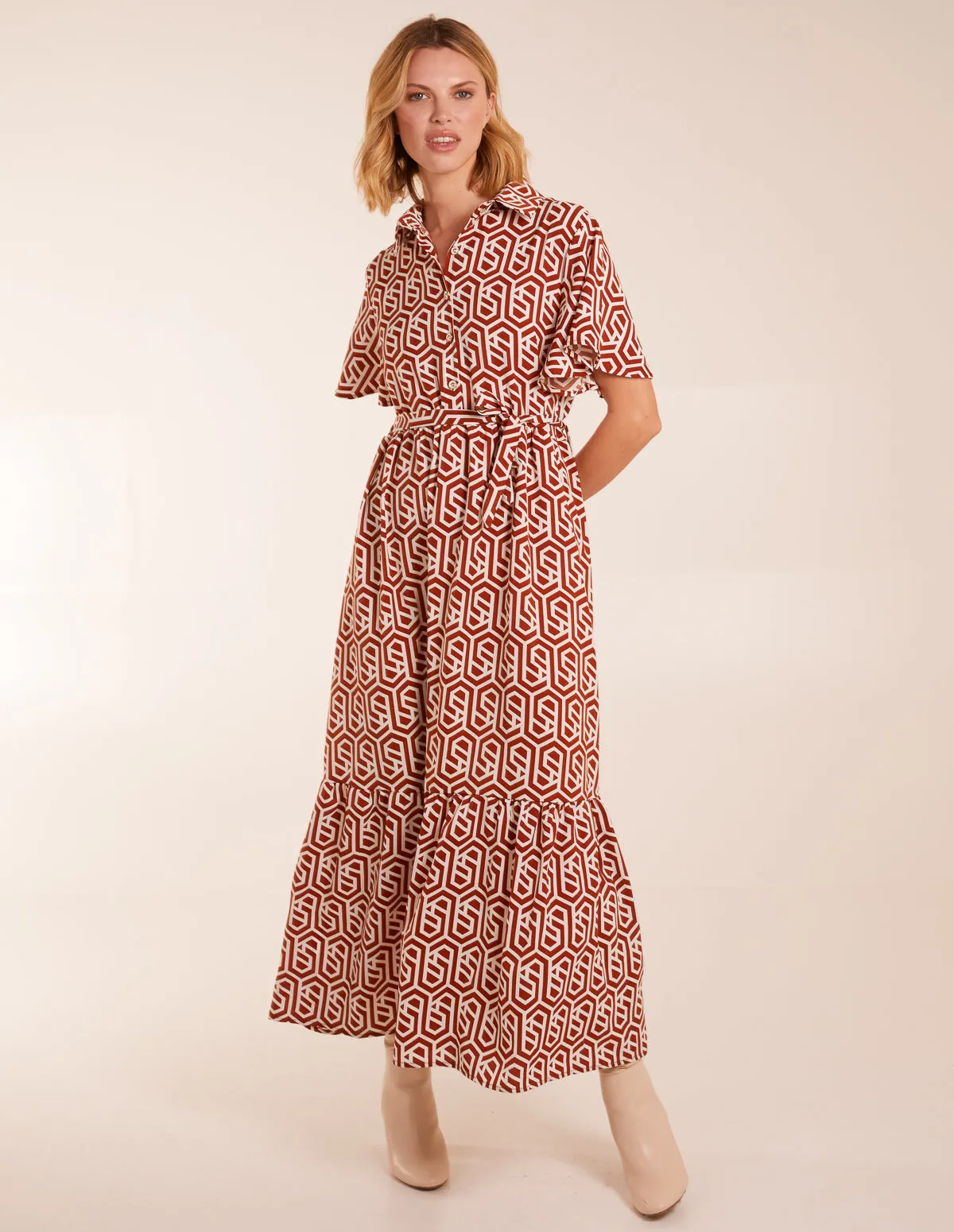 Geometric Tiered Maxi Dress