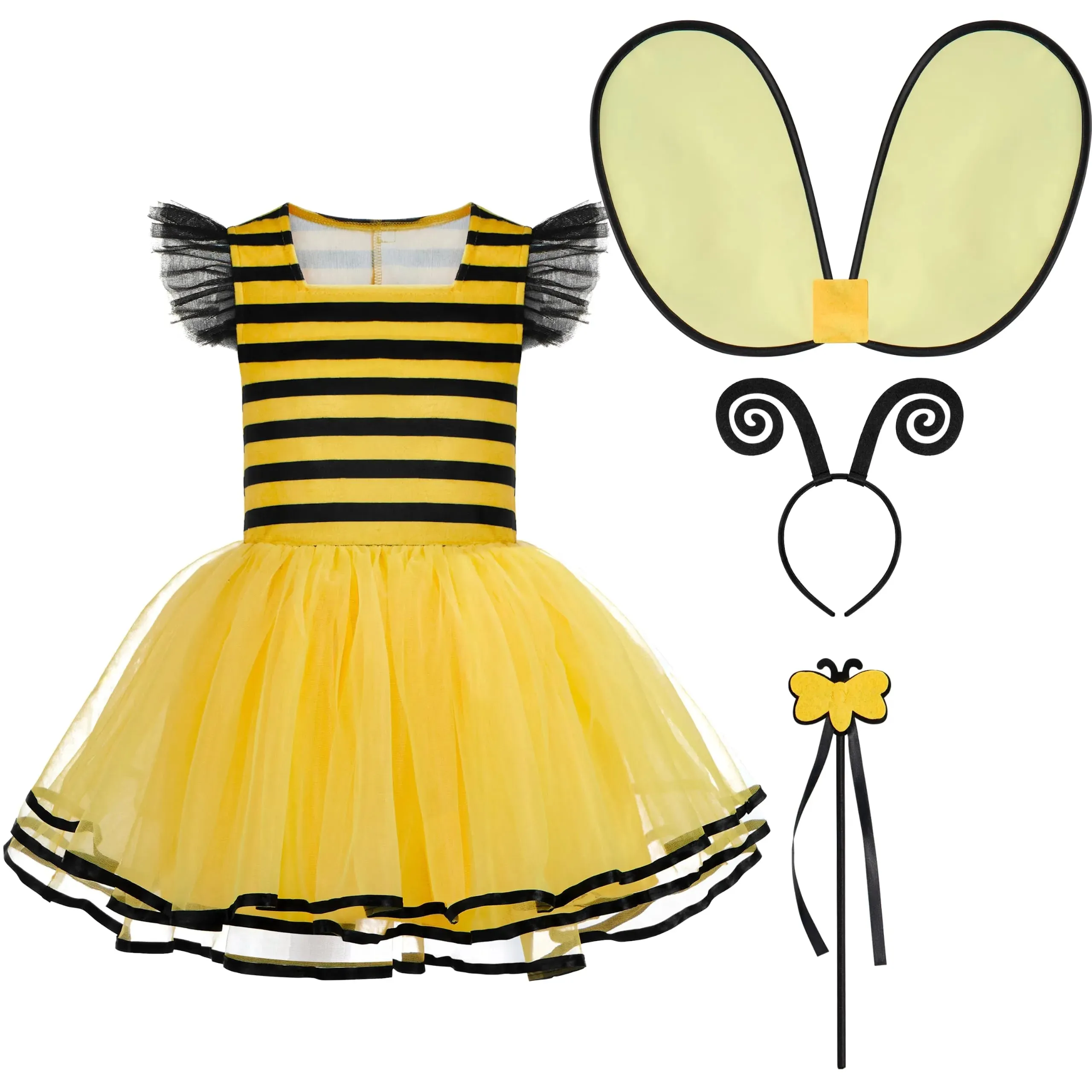 Girls Cute Awkward movement Bee Costume for Halloween Dress Up