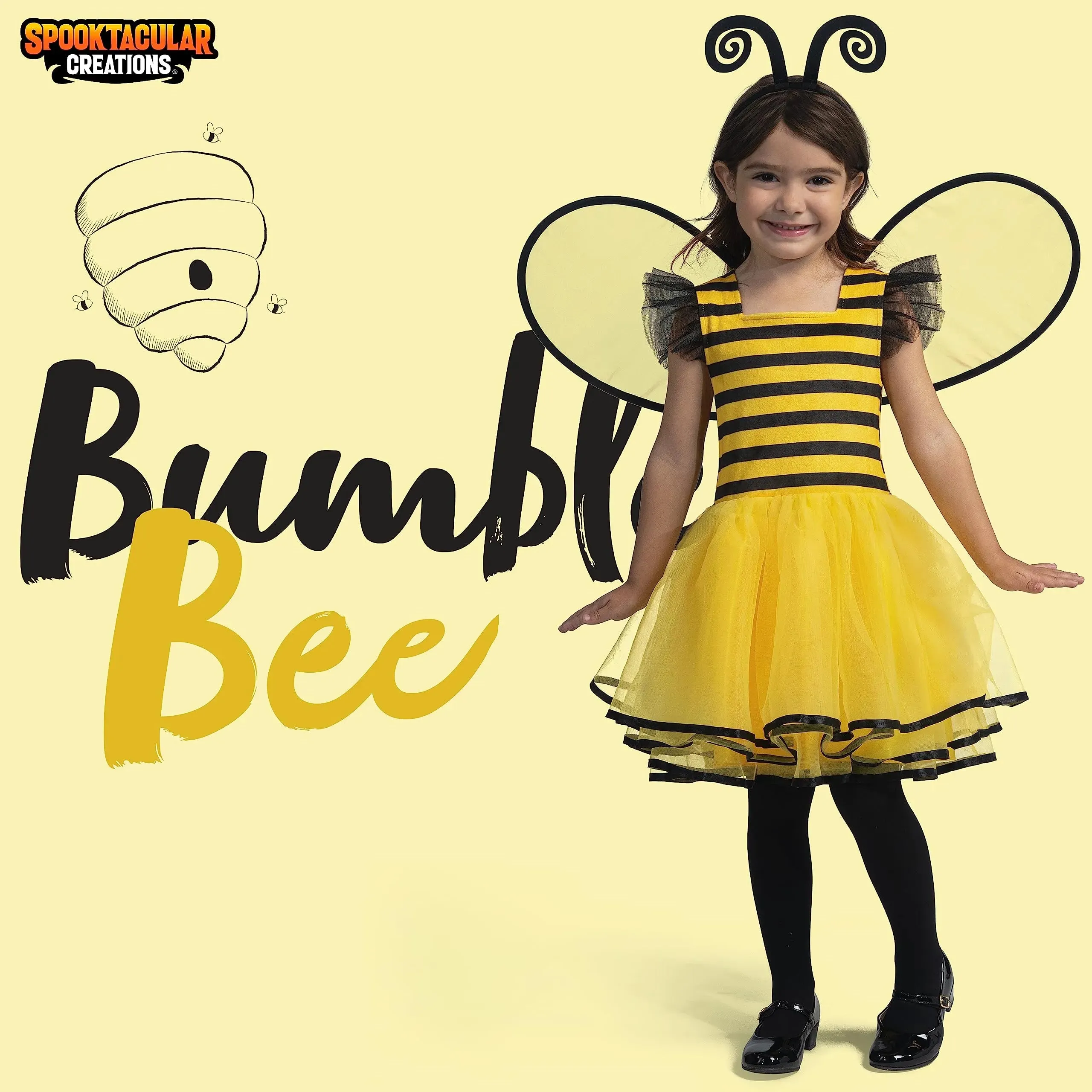Girls Cute Awkward movement Bee Costume for Halloween Dress Up