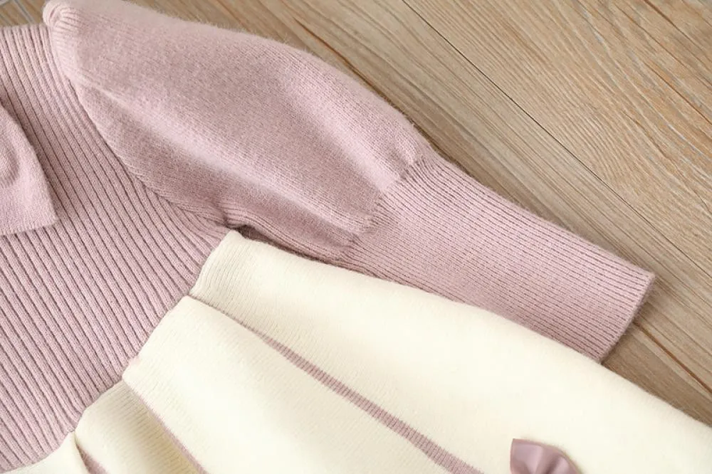 Girls Sweater Dress Knitted Long Skirt Autumn and Winter Wholesale Girls Dress