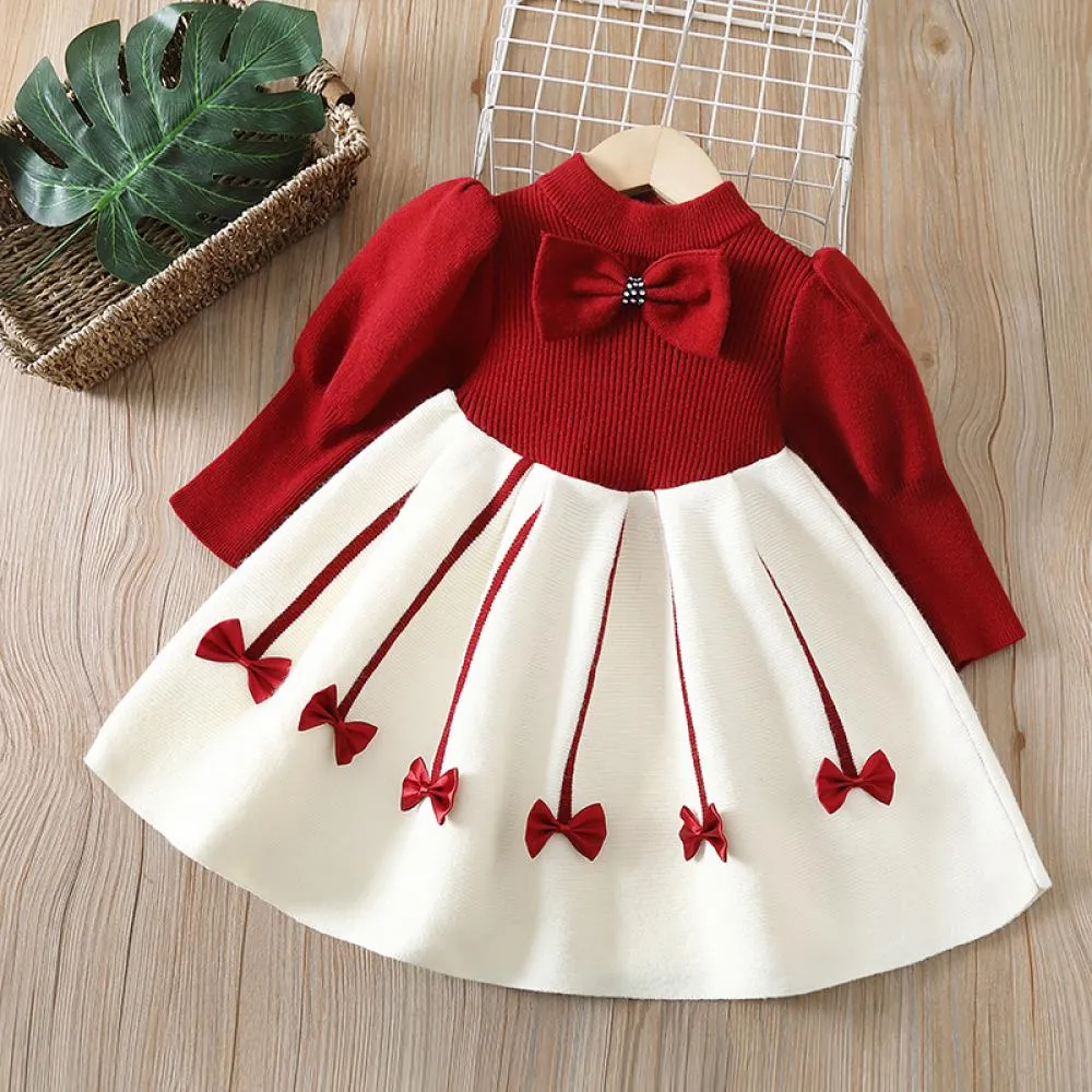 Girls Sweater Dress Knitted Long Skirt Autumn and Winter Wholesale Girls Dress