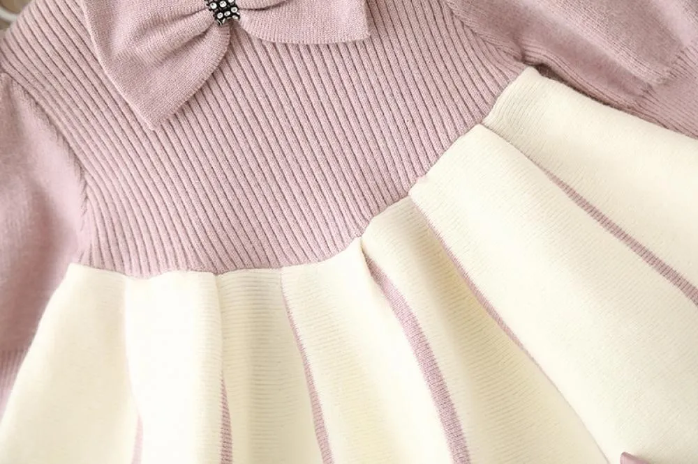 Girls Sweater Dress Knitted Long Skirt Autumn and Winter Wholesale Girls Dress