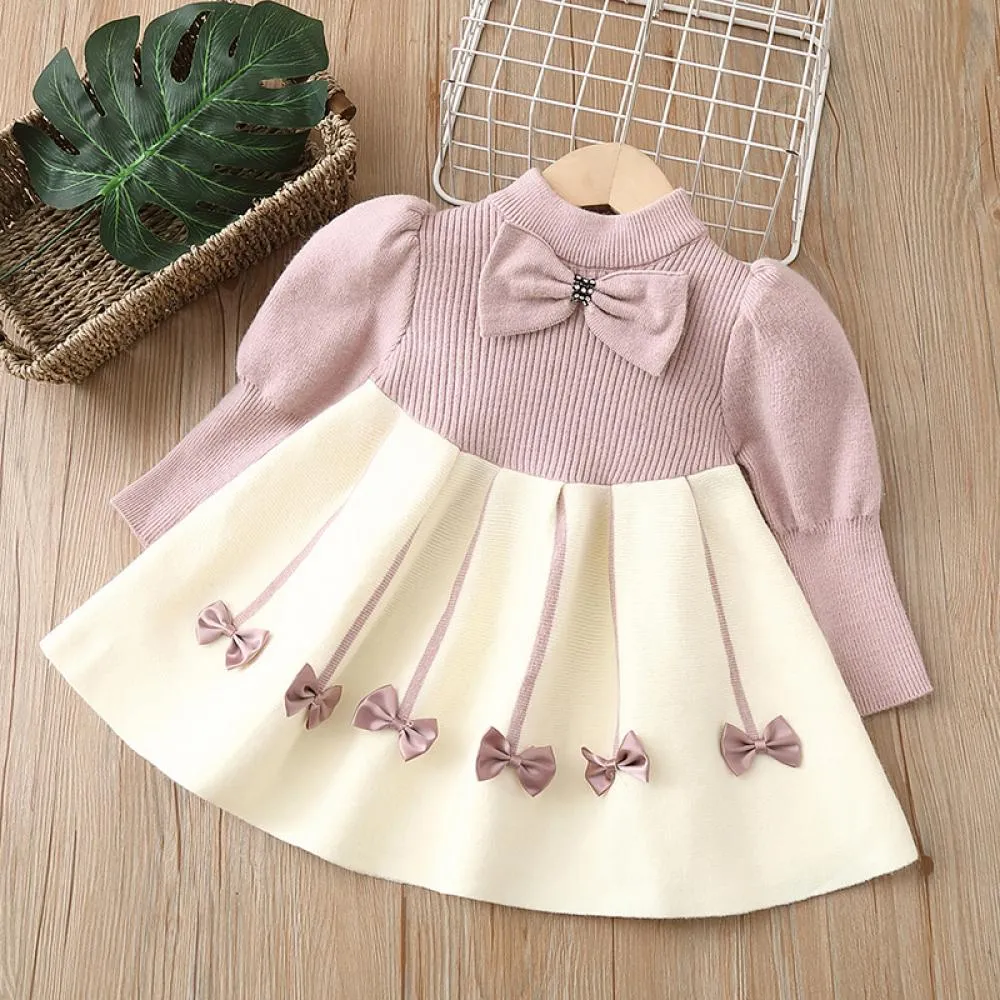 Girls Sweater Dress Knitted Long Skirt Autumn and Winter Wholesale Girls Dress