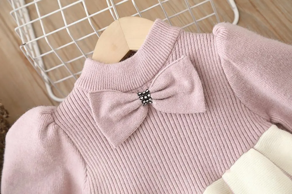Girls Sweater Dress Knitted Long Skirt Autumn and Winter Wholesale Girls Dress