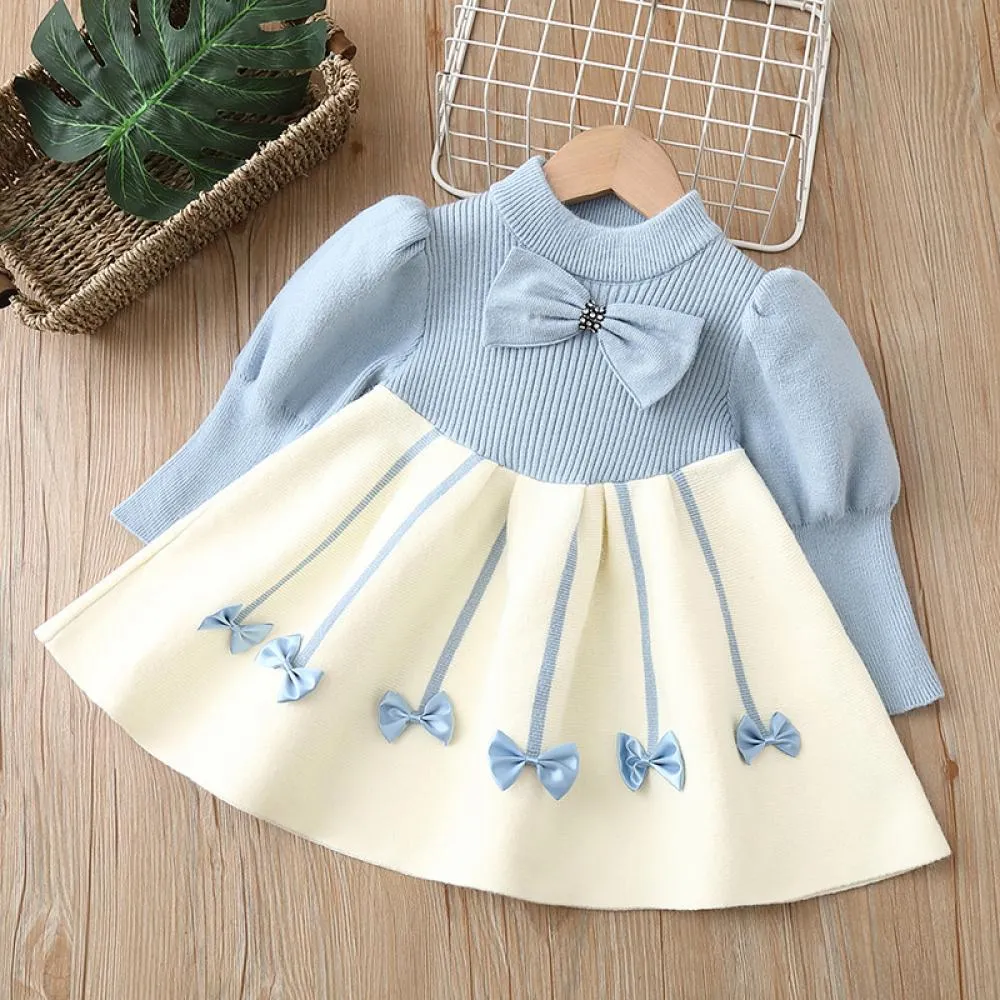 Girls Sweater Dress Knitted Long Skirt Autumn and Winter Wholesale Girls Dress