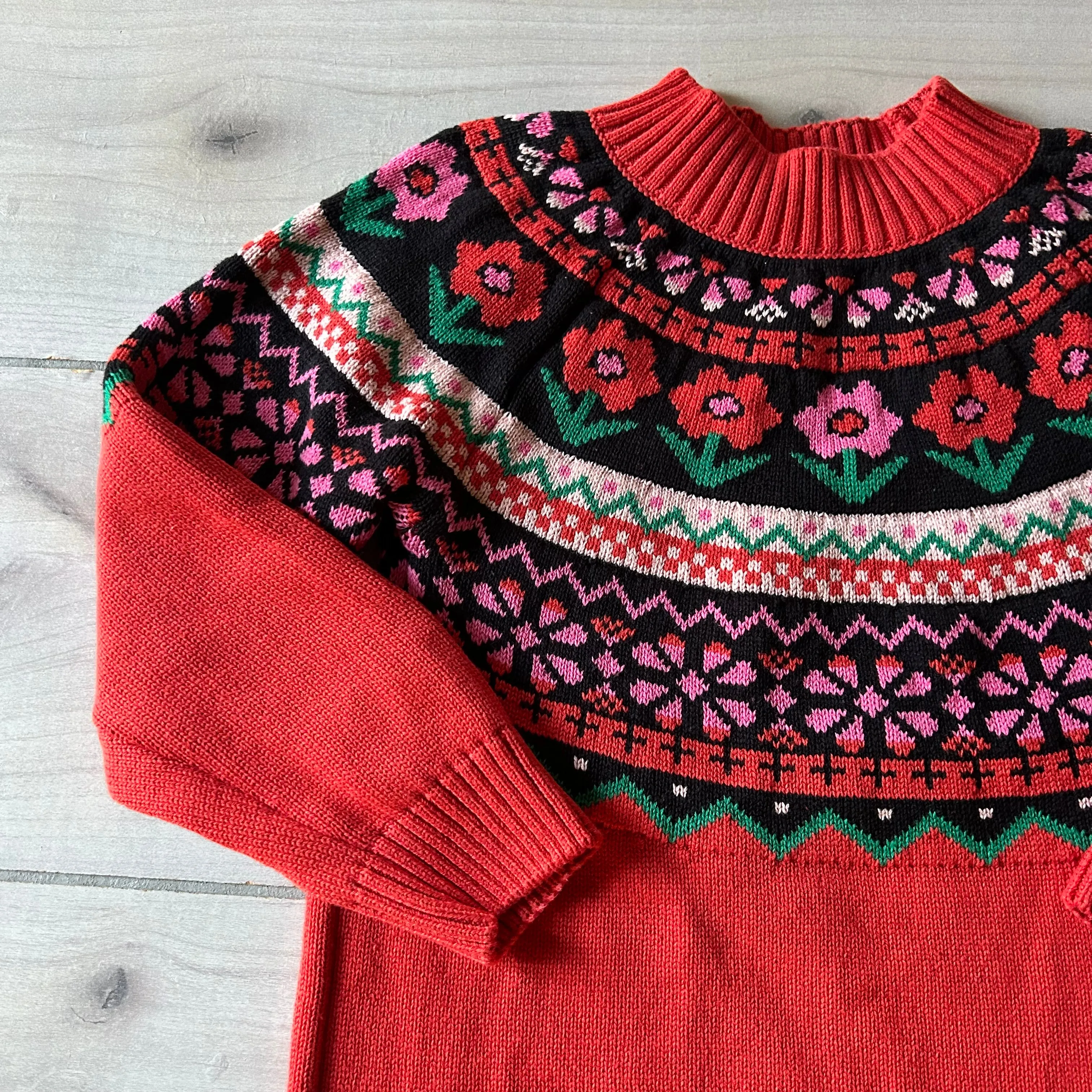 Hanna Andersson Red Floral Sweater Dress