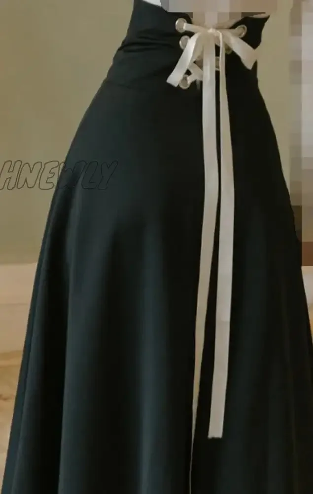 Hnewly Winter Women Two Piece Set Vintage White Long Sleeve Pullover Sweater & Black Bandage Maxi Skirt Suit Elegant Lady Outfits