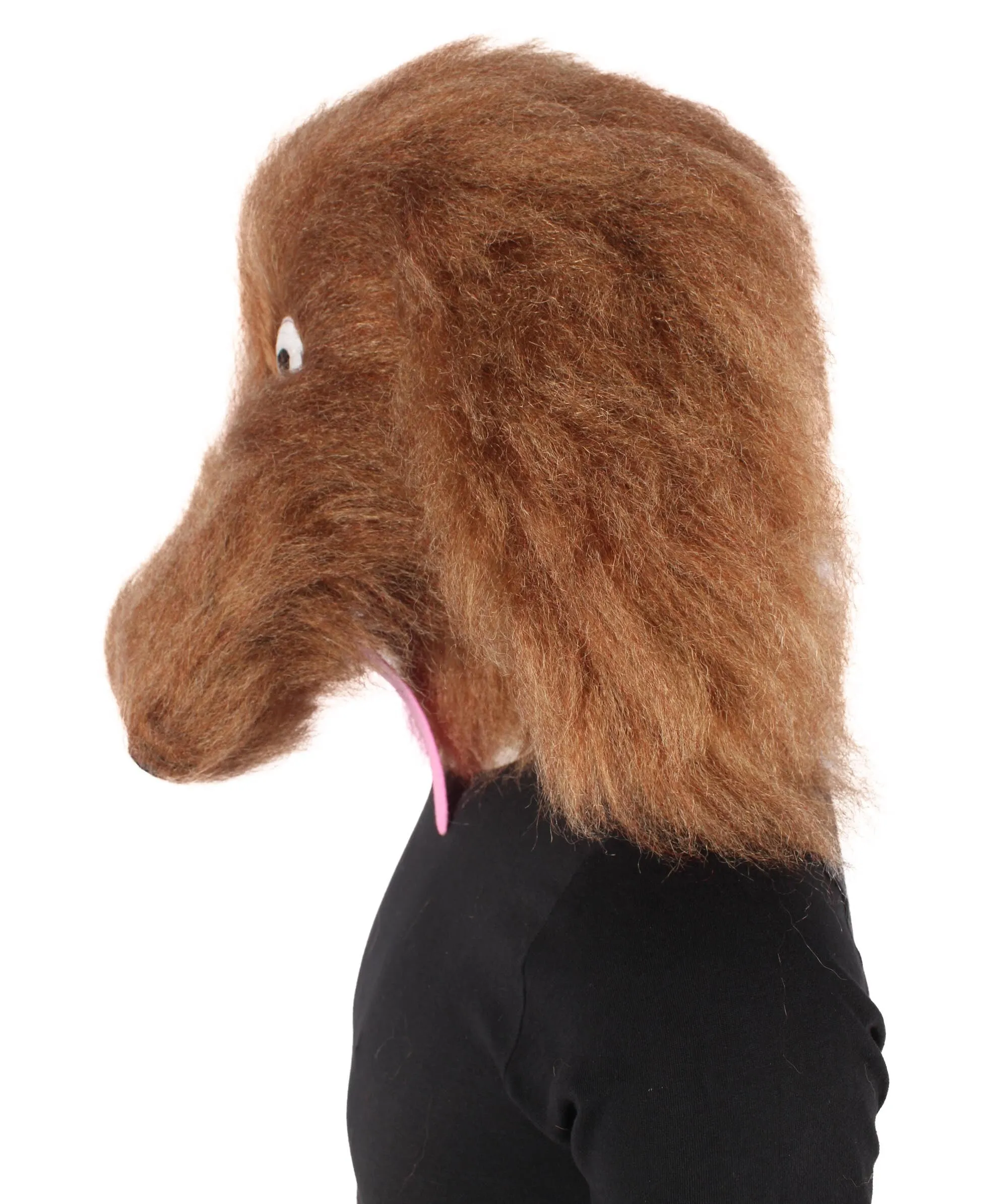 HPO Adult Unisex Furry Brown Dog Mask I Perfect for Halloween I Flame-retardant Synthetic Fiber