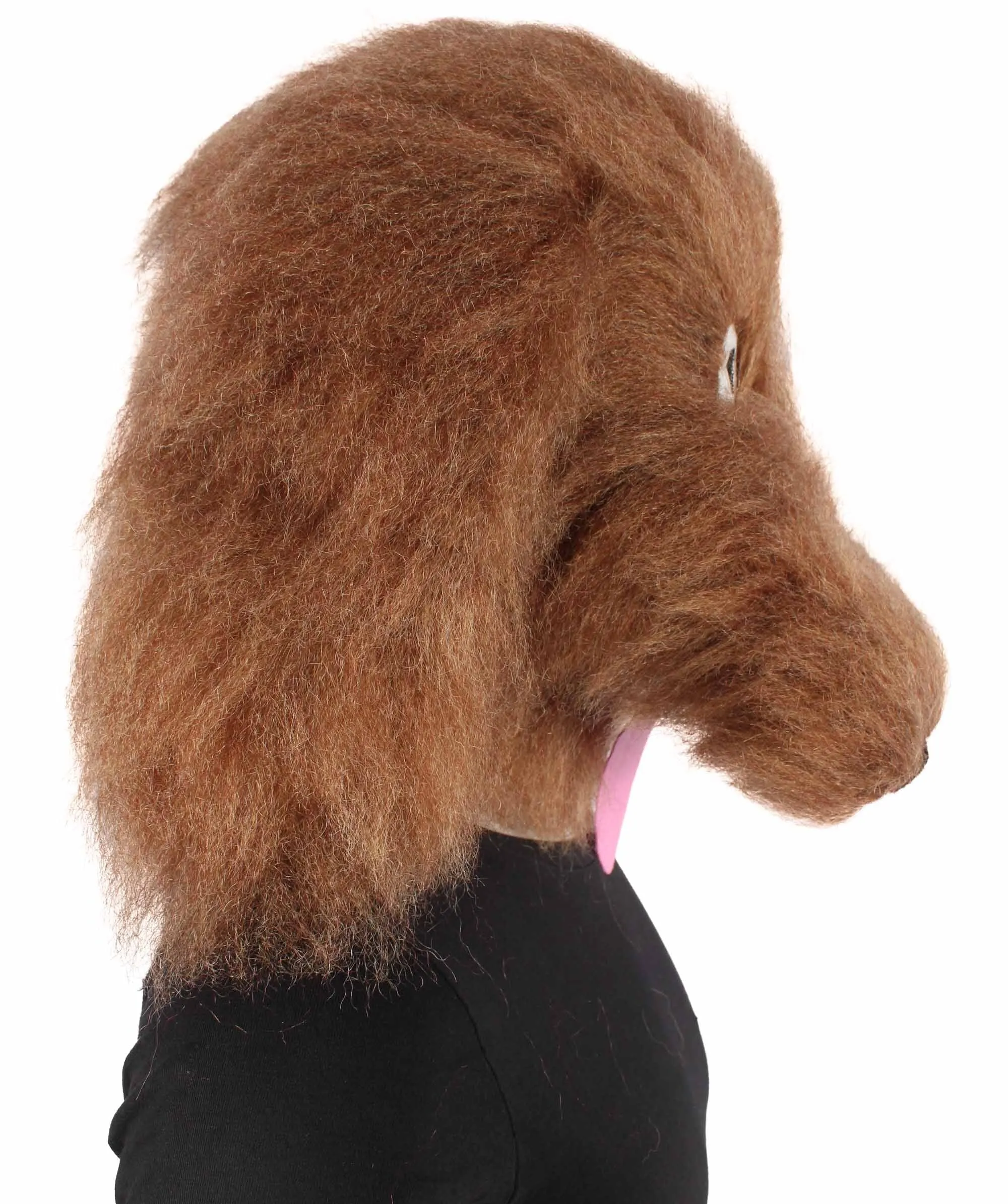 HPO Adult Unisex Furry Brown Dog Mask I Perfect for Halloween I Flame-retardant Synthetic Fiber