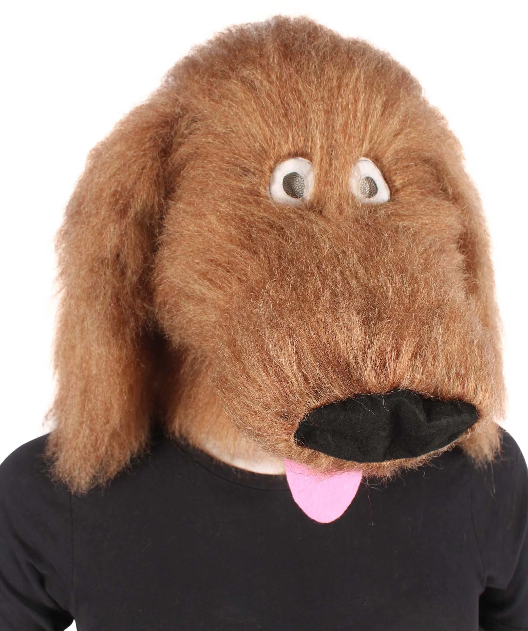 HPO Adult Unisex Furry Brown Dog Mask I Perfect for Halloween I Flame-retardant Synthetic Fiber