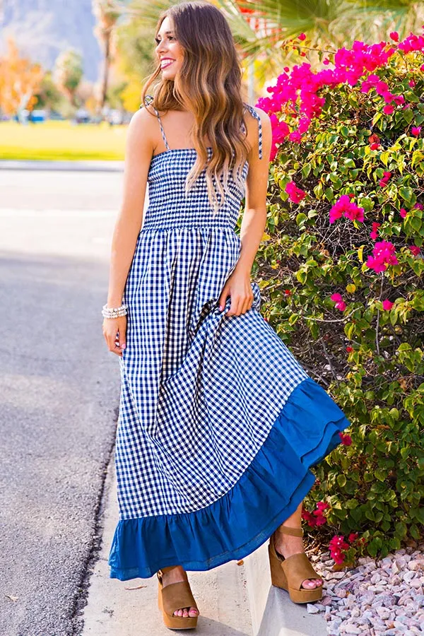 Huntington Beach Gingham Maxi