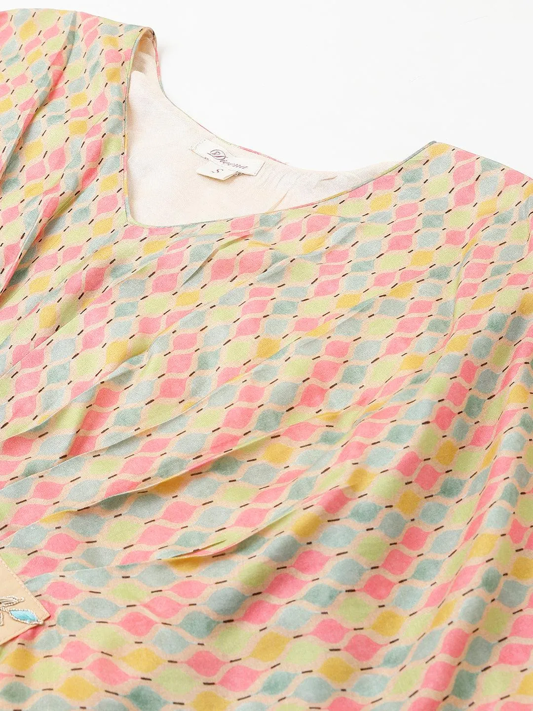 Jashvi Multi Color Printed Muslin Flared Kaftan Dress