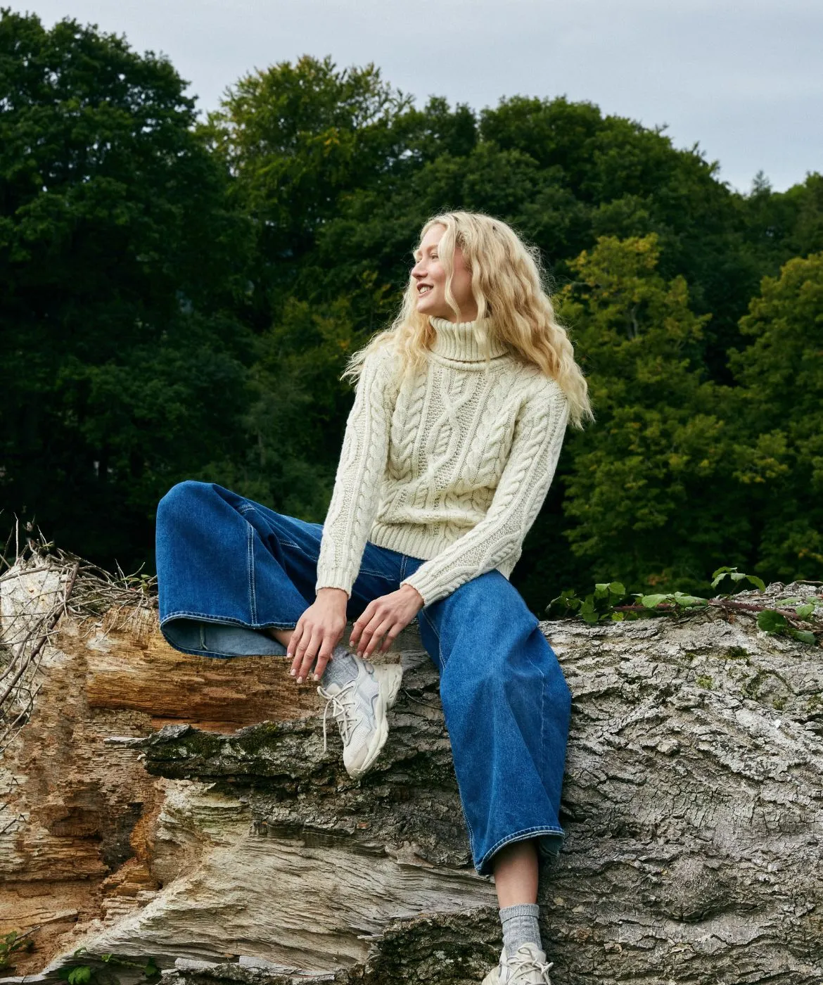 Juniper Aran Polo Neck Natural