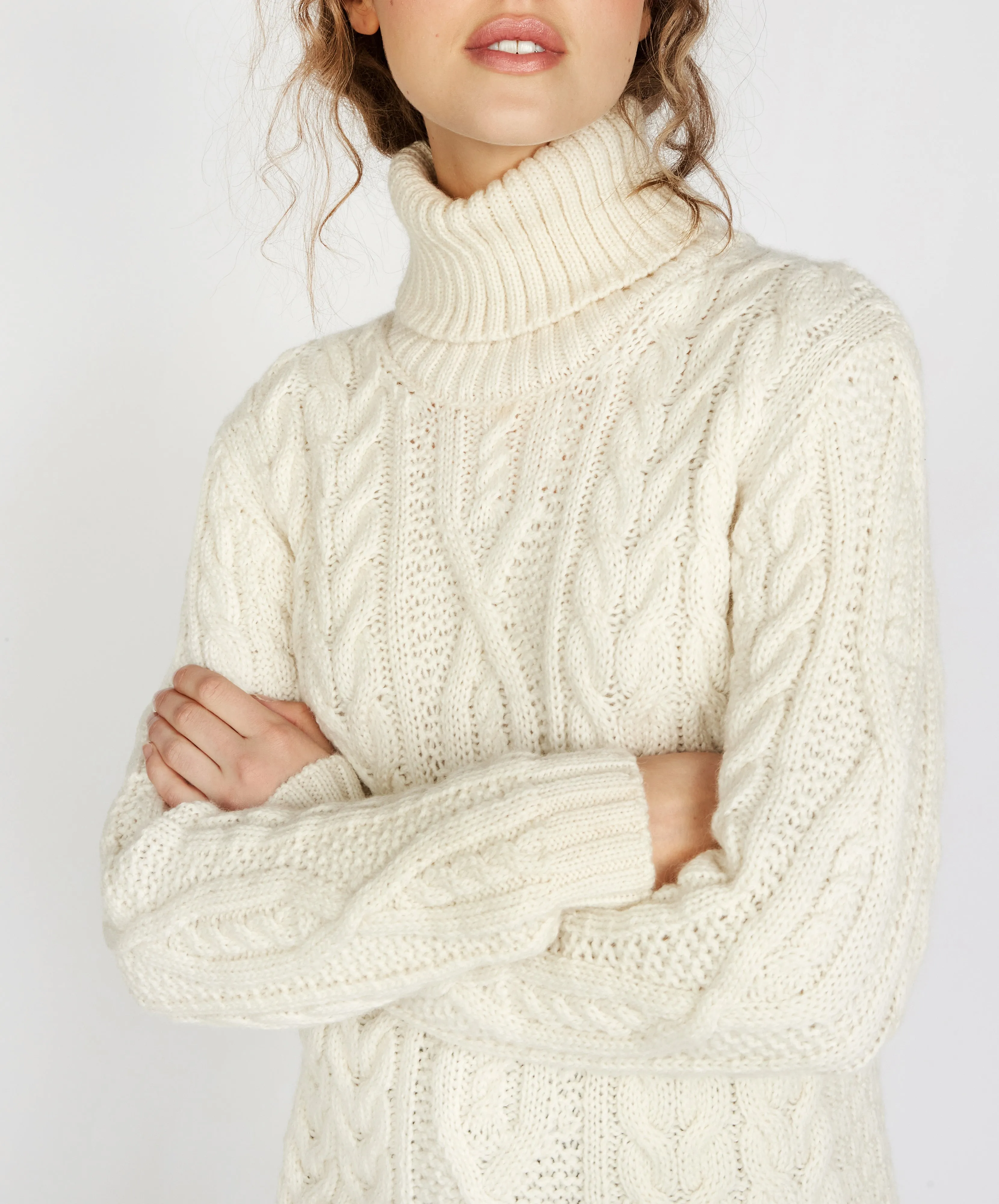 Juniper Aran Polo Neck Natural