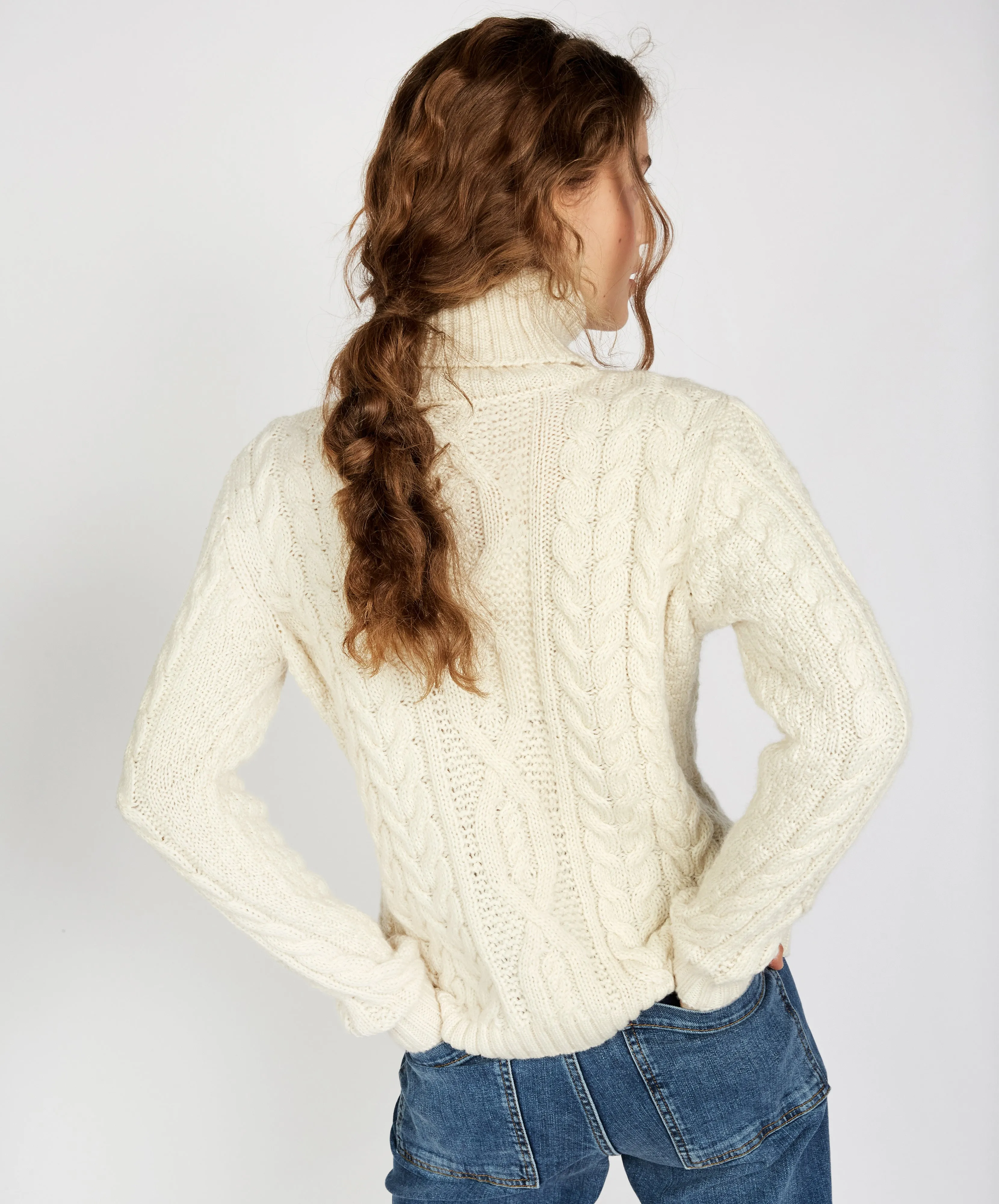 Juniper Aran Polo Neck Natural