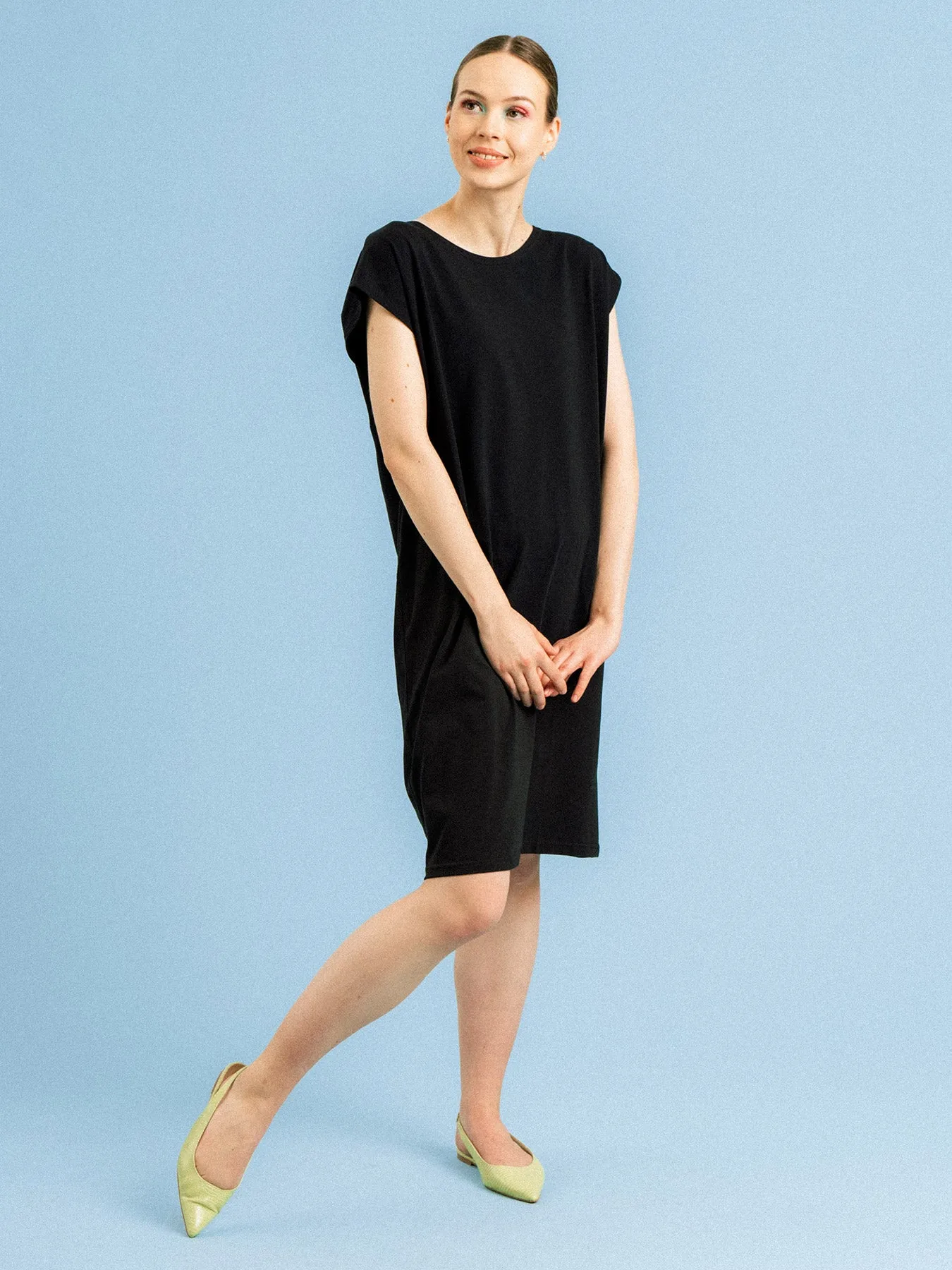 Karin Button Dress Black