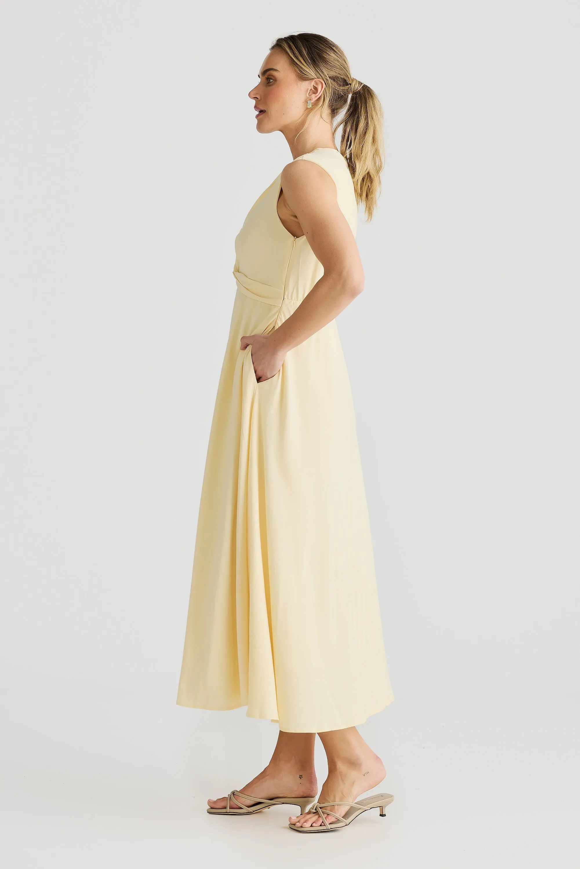 Knot Midi Dress - Lemon